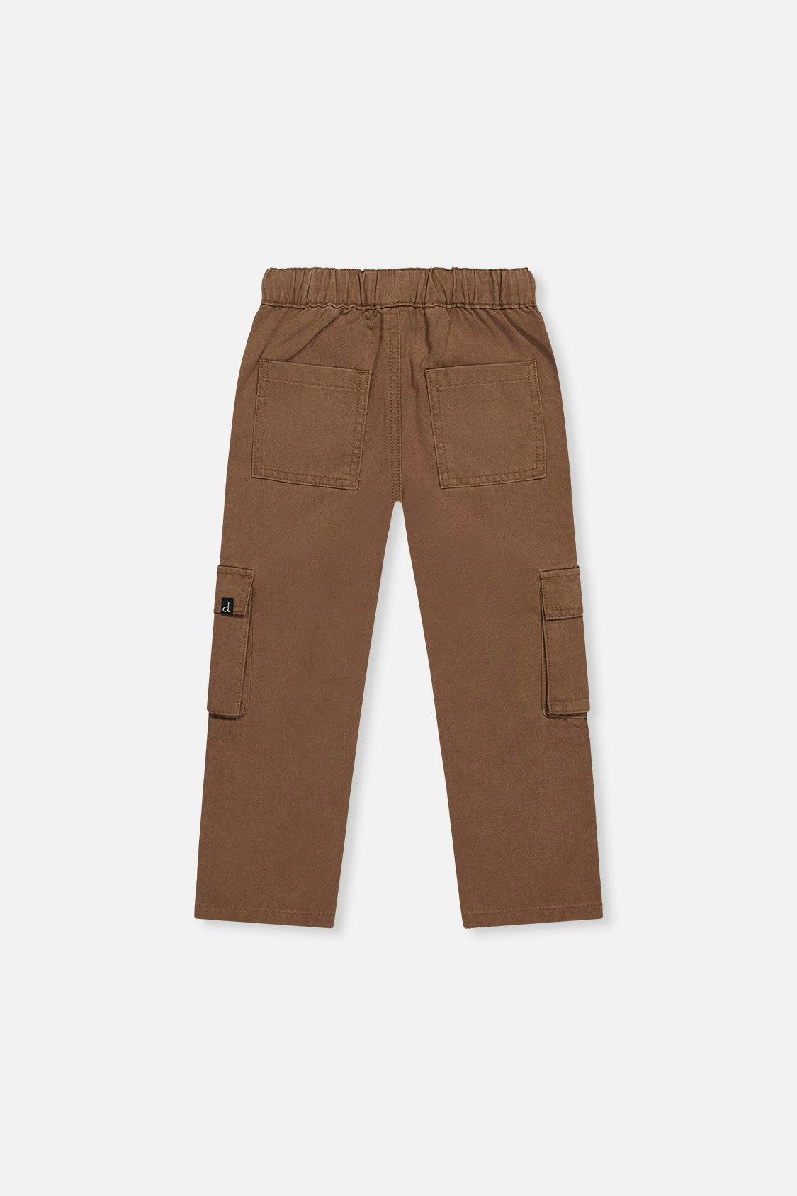 Twill Pants with Cargo Pockets Neutral Brown