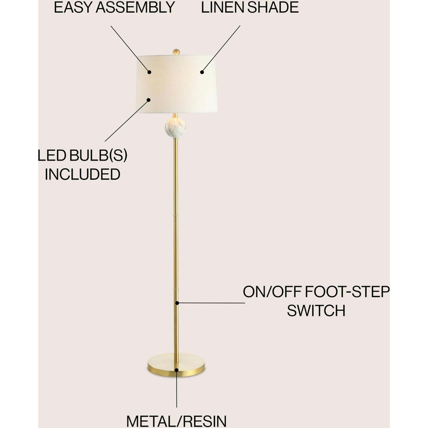 Vaughn 60" Modern Metal/Resin LED Floor Lamp