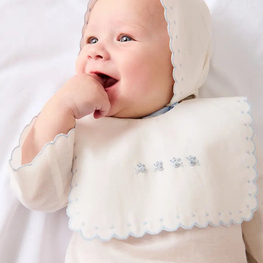 Scallop Edge Embroidered Bonnet in Blue (S-L)