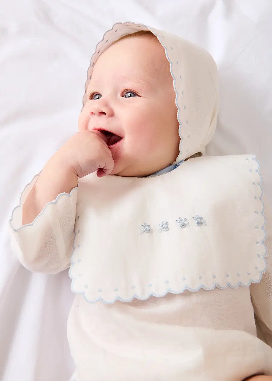 Scallop Edge Embroidered Bonnet in Blue (S-L)