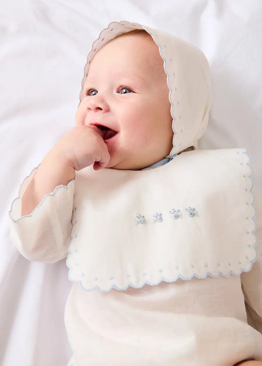 Scallop Edge Embroidered Bonnet in Blue (S-L)