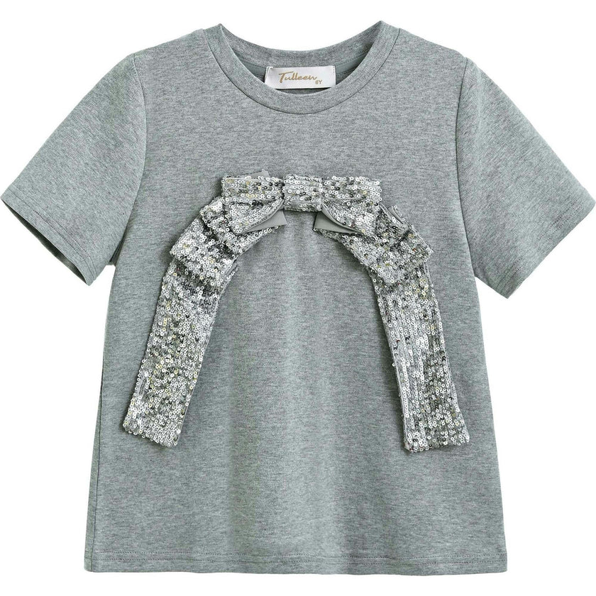 Sequin Bow T-shirt & Skirt Set