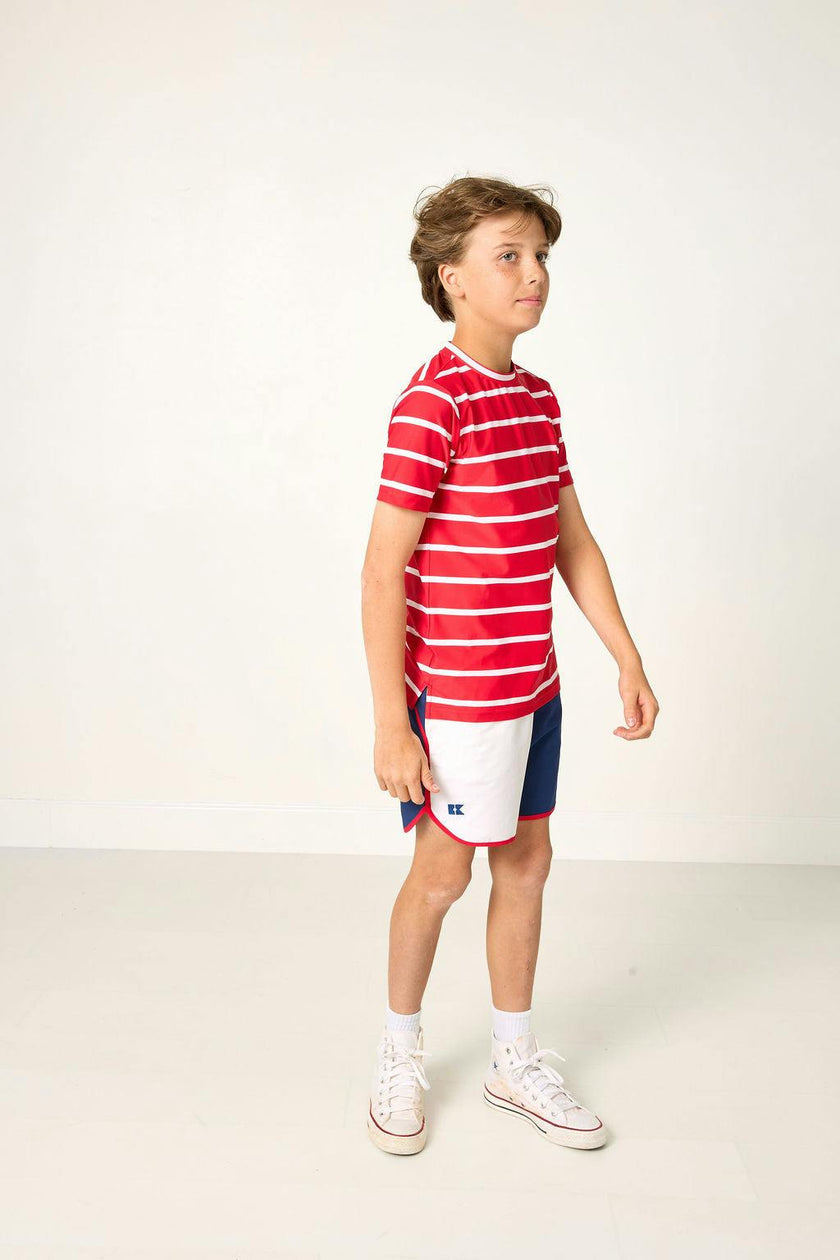 red/white ballpark stripe practice shirt
