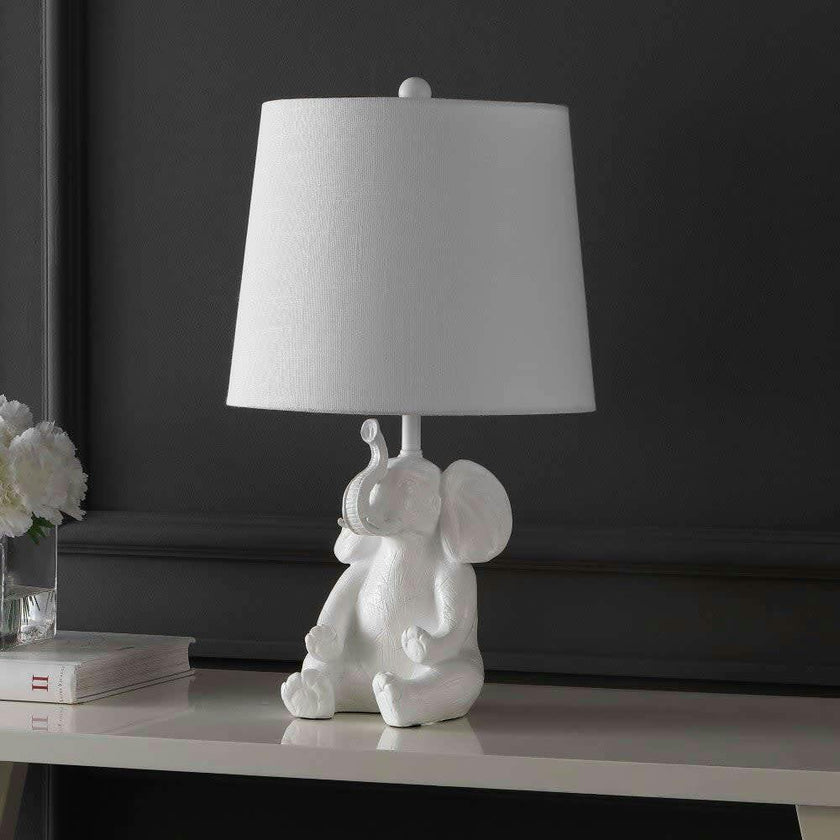 Kairi 21" Modern Shabby Chic Resin/Iron Happy Elephant LED Kids' Table Lamp with Phone Stand