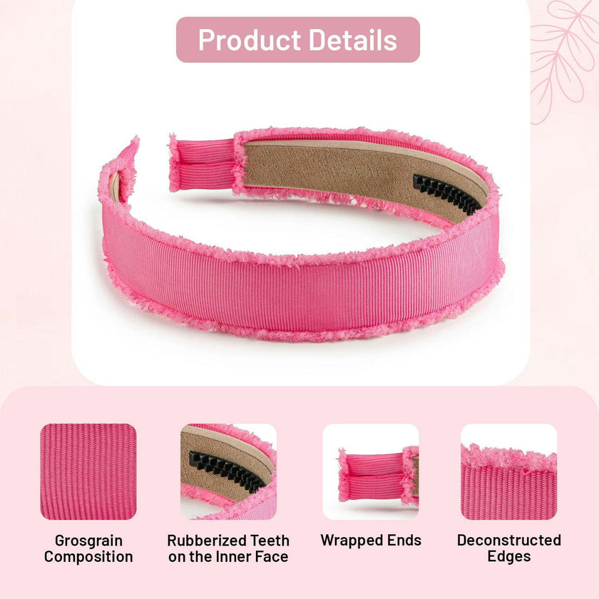 Halo Luxe Dahlia Deconstructed Grosgrain Ribbon Headband - Hot Pink