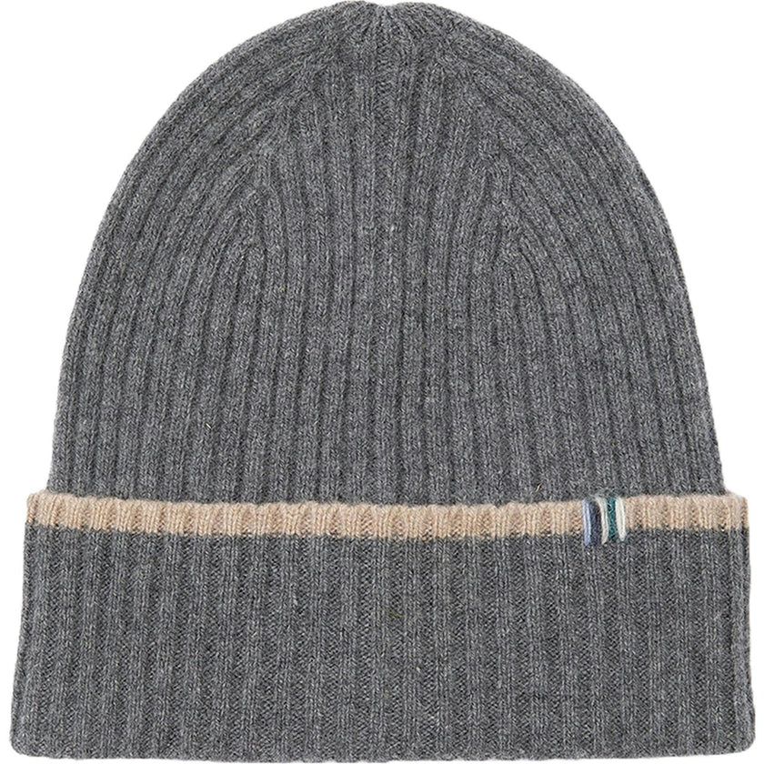 Merino Cashmere Ribbed Rolled-Up Beanie