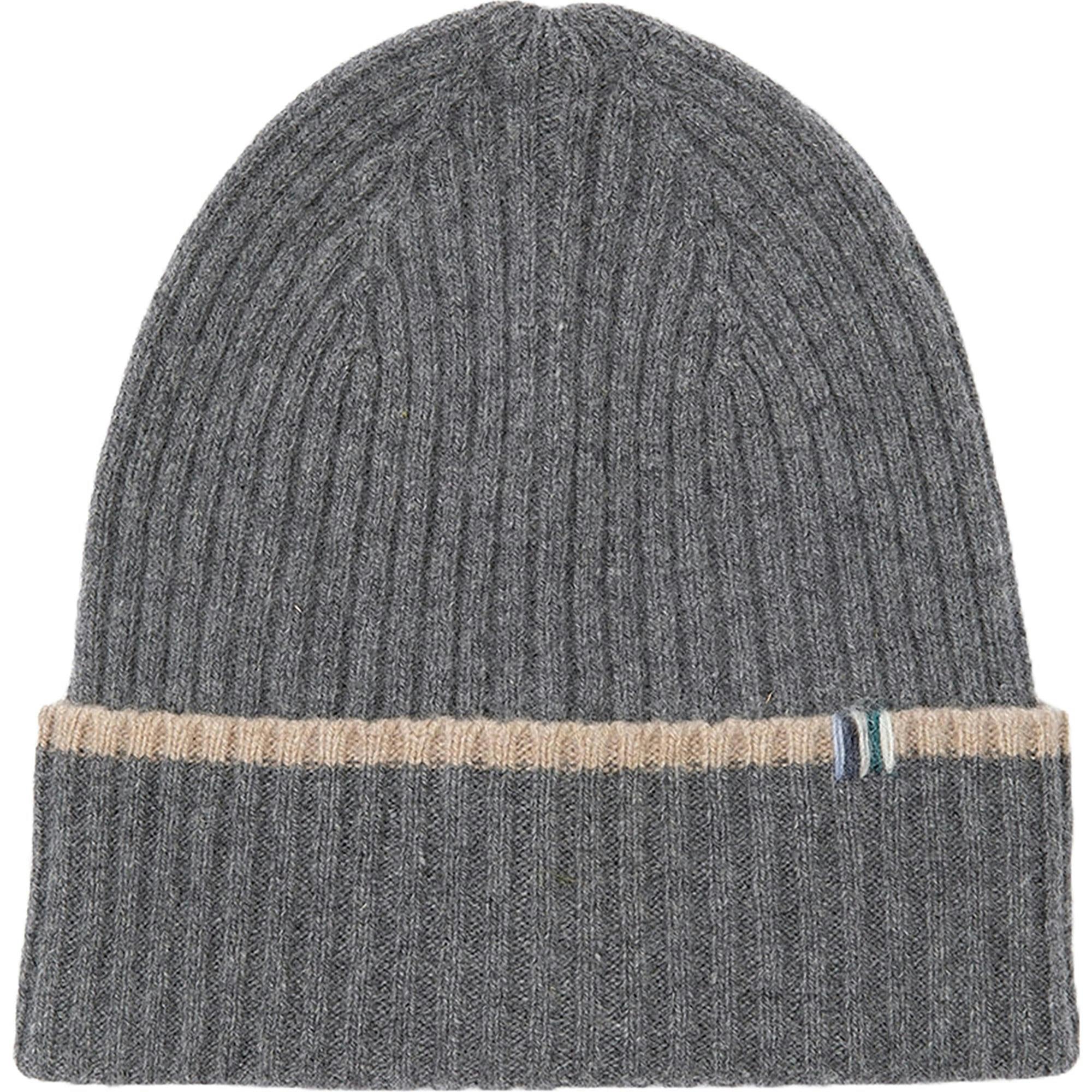 Merino Cashmere Ribbed Rolled-Up Beanie