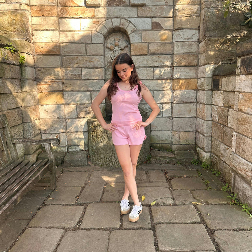 Tie Pink Ribbed Tank Top