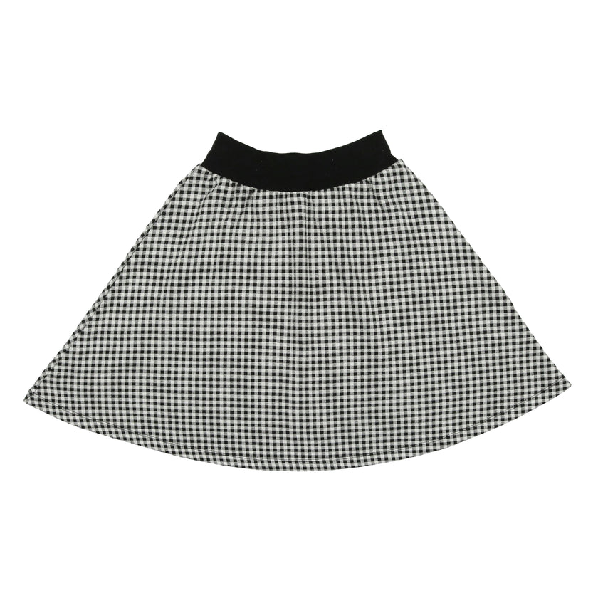 Soft Gingham Ribbed Waist A-Line Short Skirt