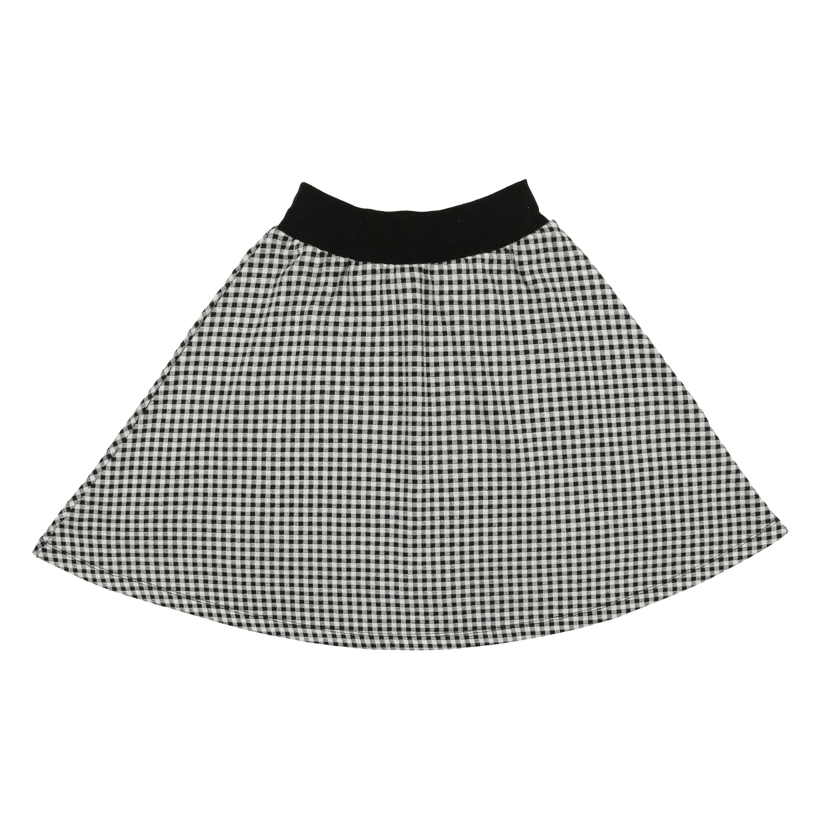 Soft Gingham Ribbed Waist A-Line Short Skirt