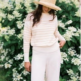 Women's Knit Sweater Cream And Tan Stripe