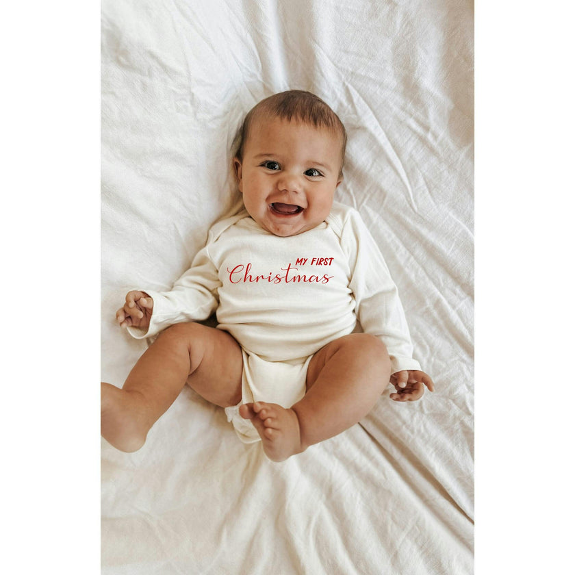 My First Christmas Organic Baby Bodysuit Long Sleeve