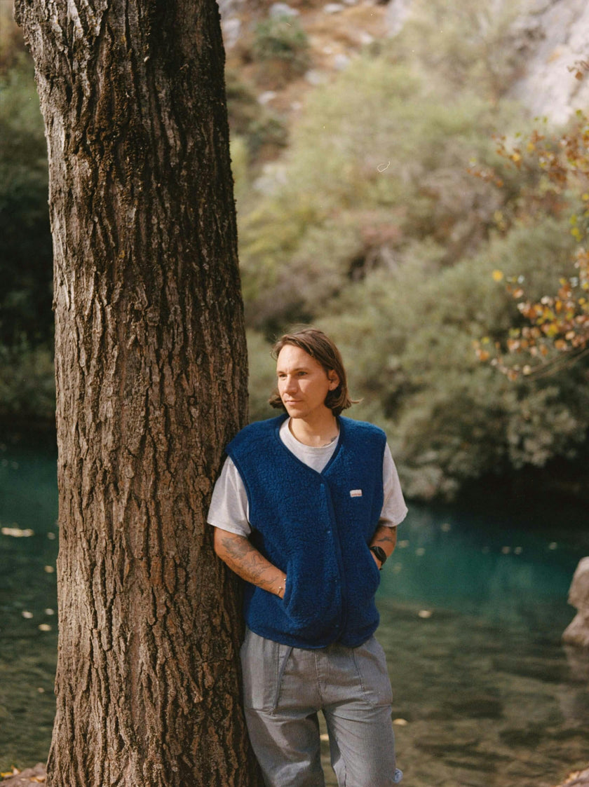adult merino wool vest - cobalt