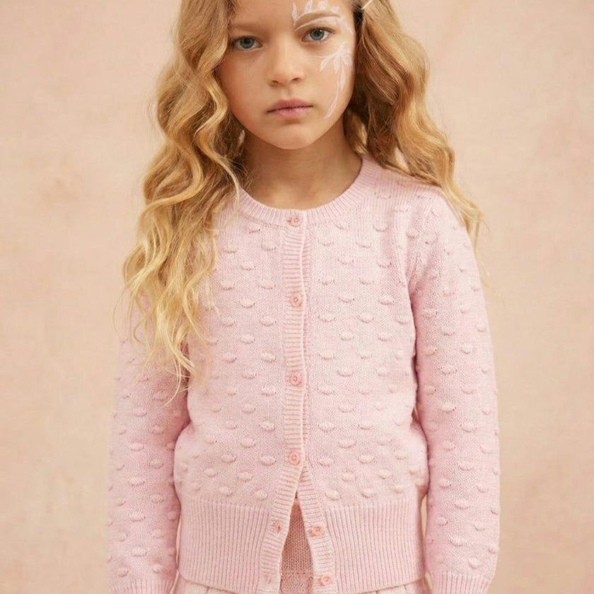 Popcorn Knit Cardigan | Blush