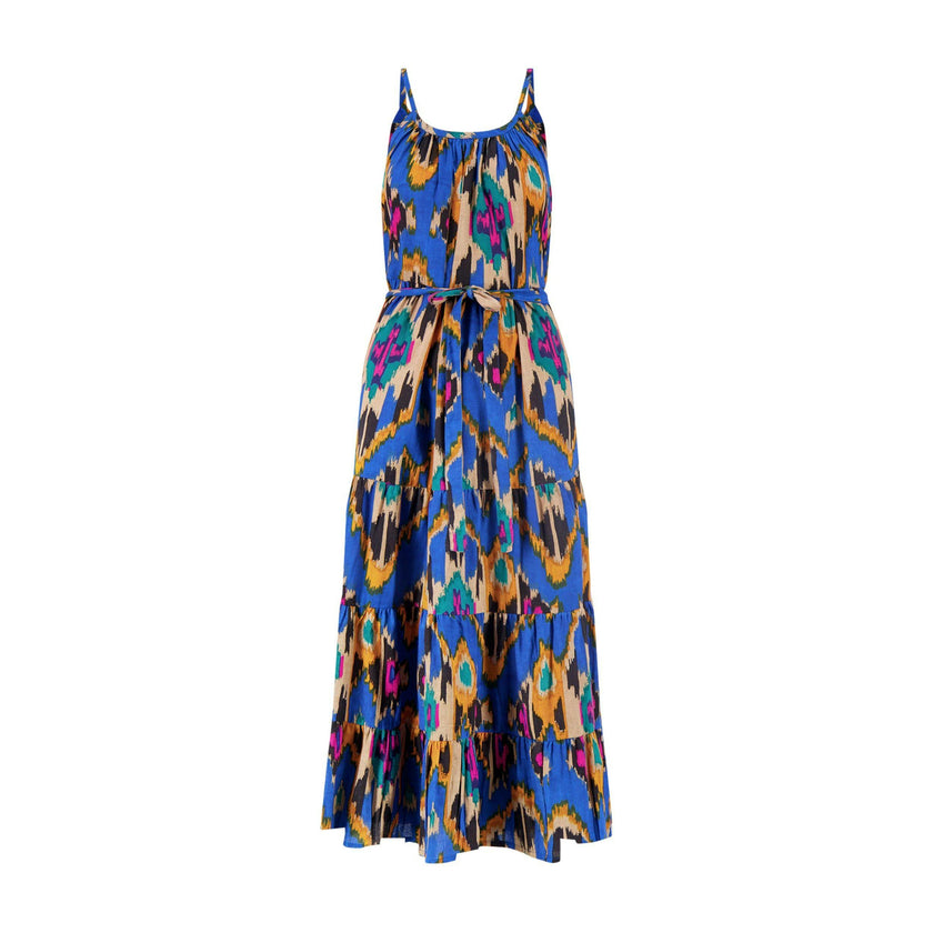 Sabine Womens Maxi Dress Fiesta Blue Ikat, blue