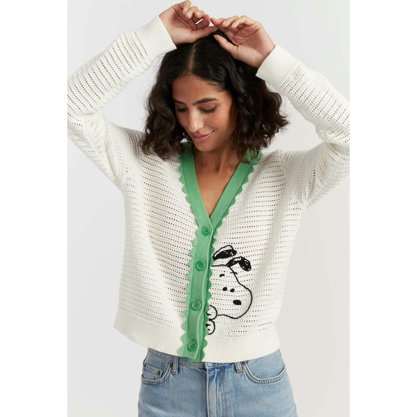 Cotton Snoopy Crochet Peekabo Cardigan