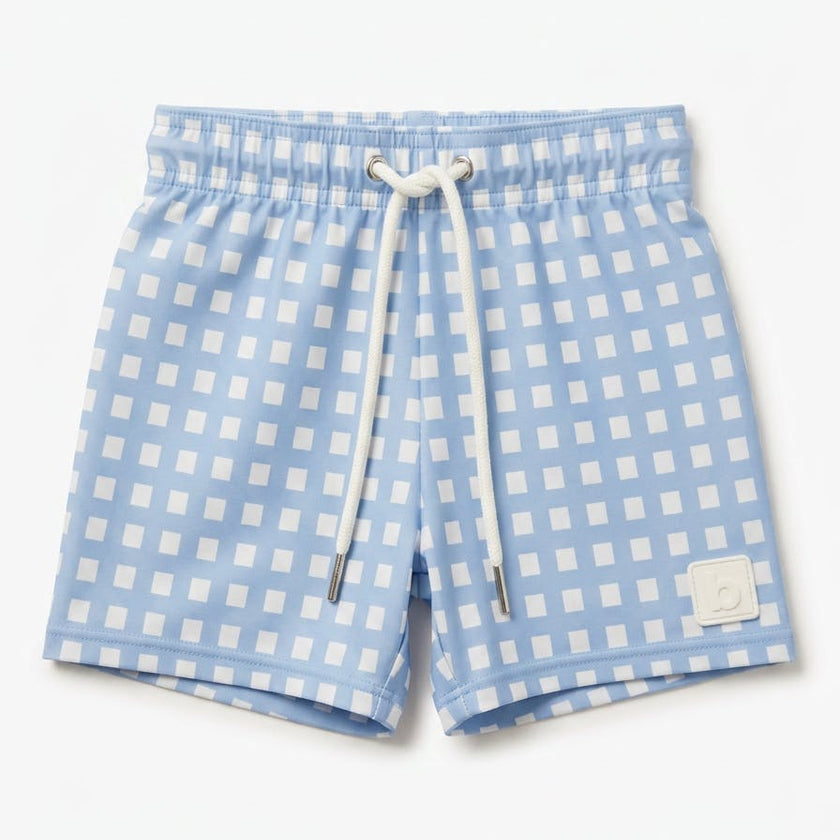 Boys Blue Checked swim shorts