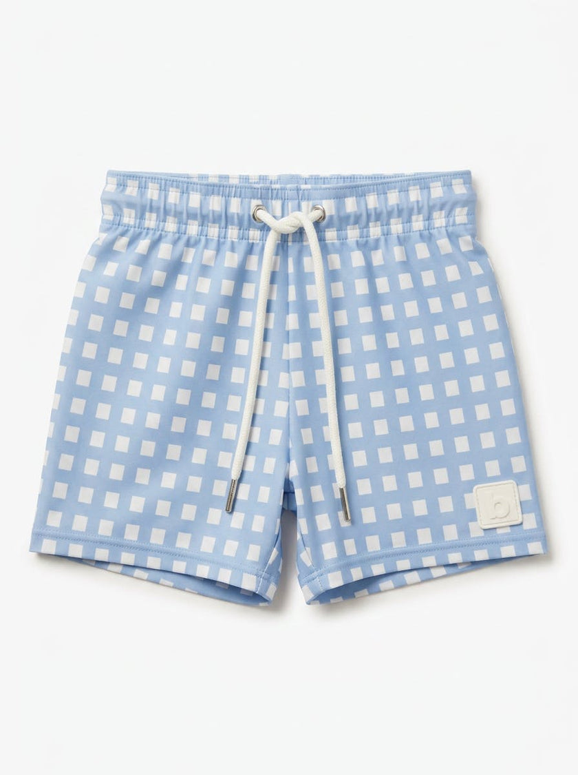 Boys Blue Checked swim shorts