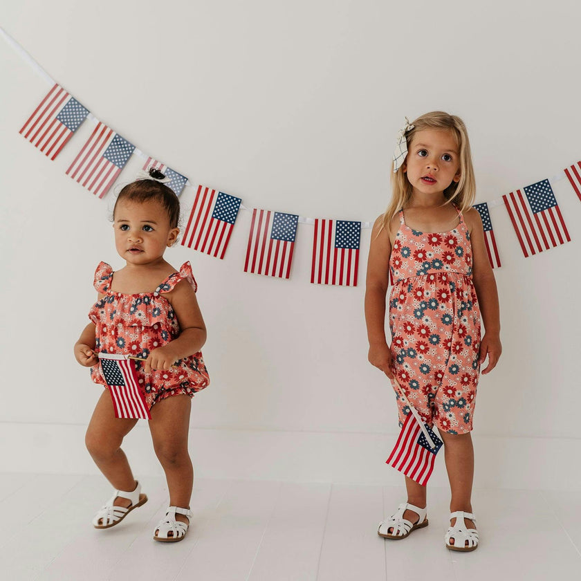 Girls Tie-Back Romper in Maya Floral
