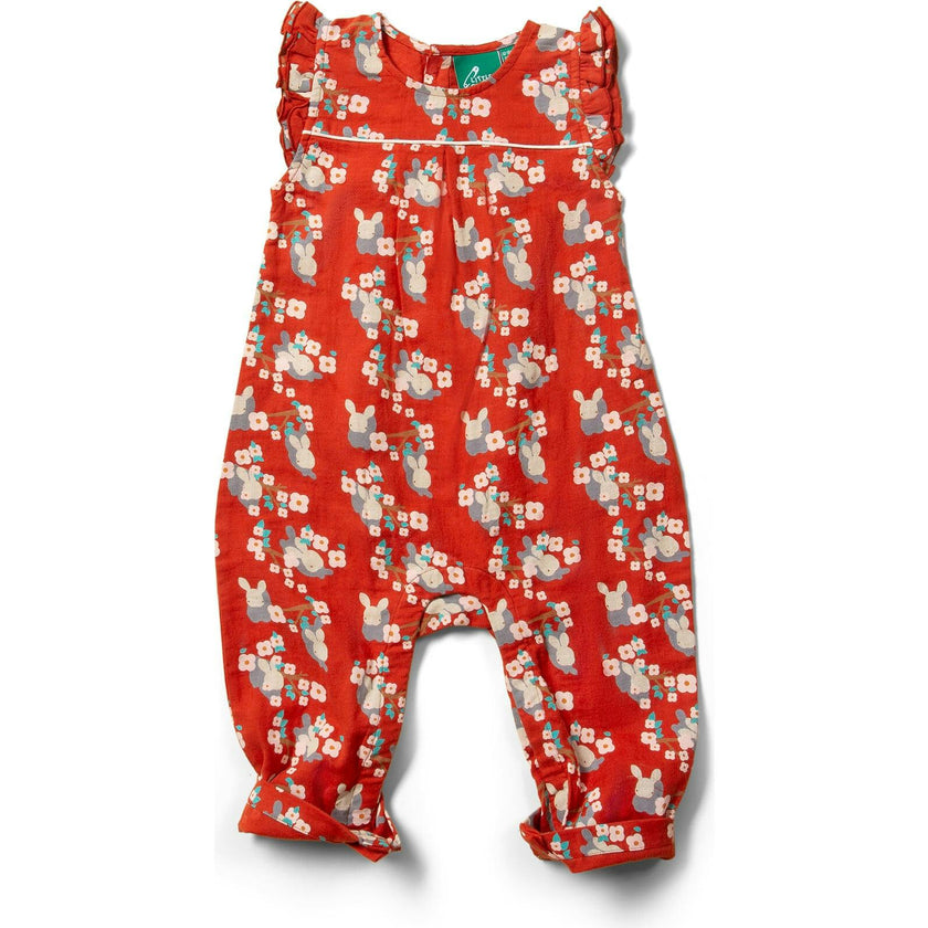 Little Rabbits Frill Summer Romper, Red