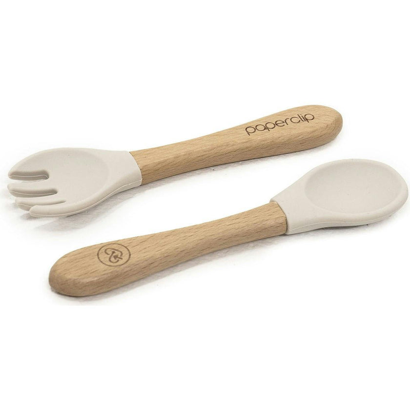 Silicone & Wooden Spoon & Spork Set