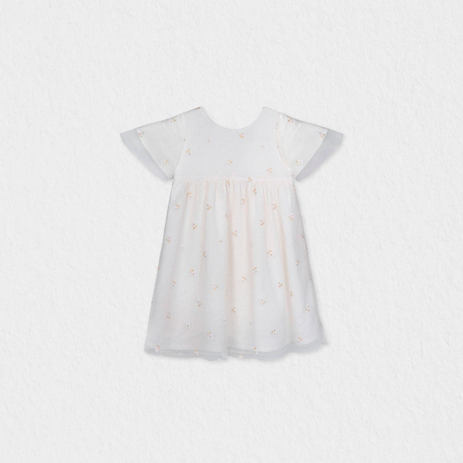 Flora Baby Dress, Gold Flower Embroidery