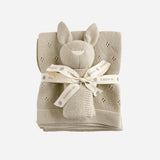 Pique Blanket and Bunny Lovey Gift Set - Birch
