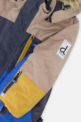 Two Piece Play Snowsuit Colorblock with Grey and Blue Dinosaur Print Pants