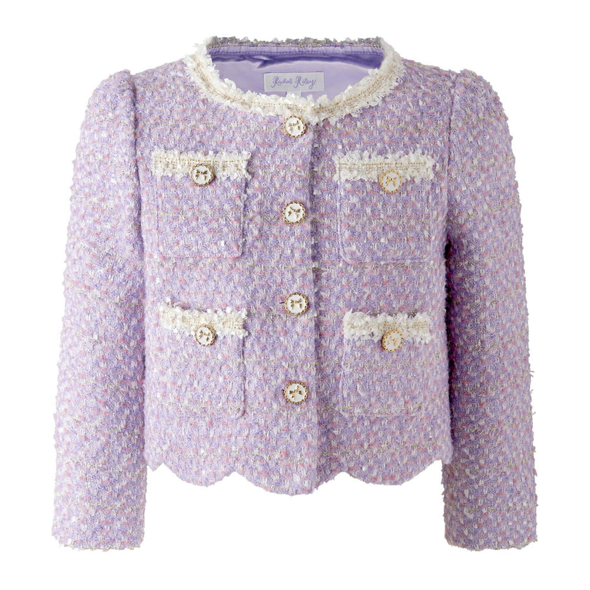 Purple Tweed Scalloped Skirt Set