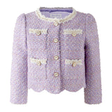 Purple Tweed Scalloped Skirt Set