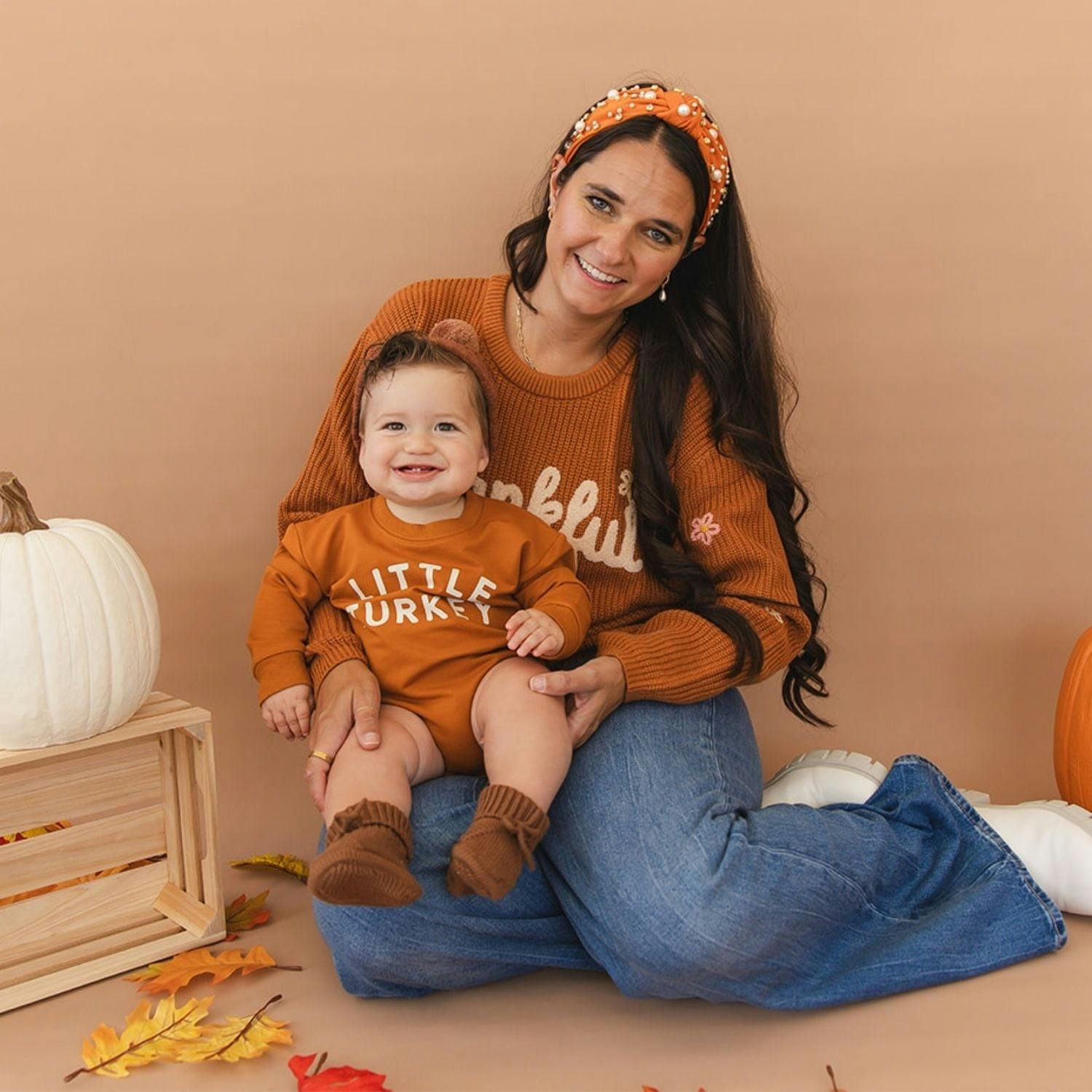 Little Turkey Thanksgiving Long Sleeve Romper