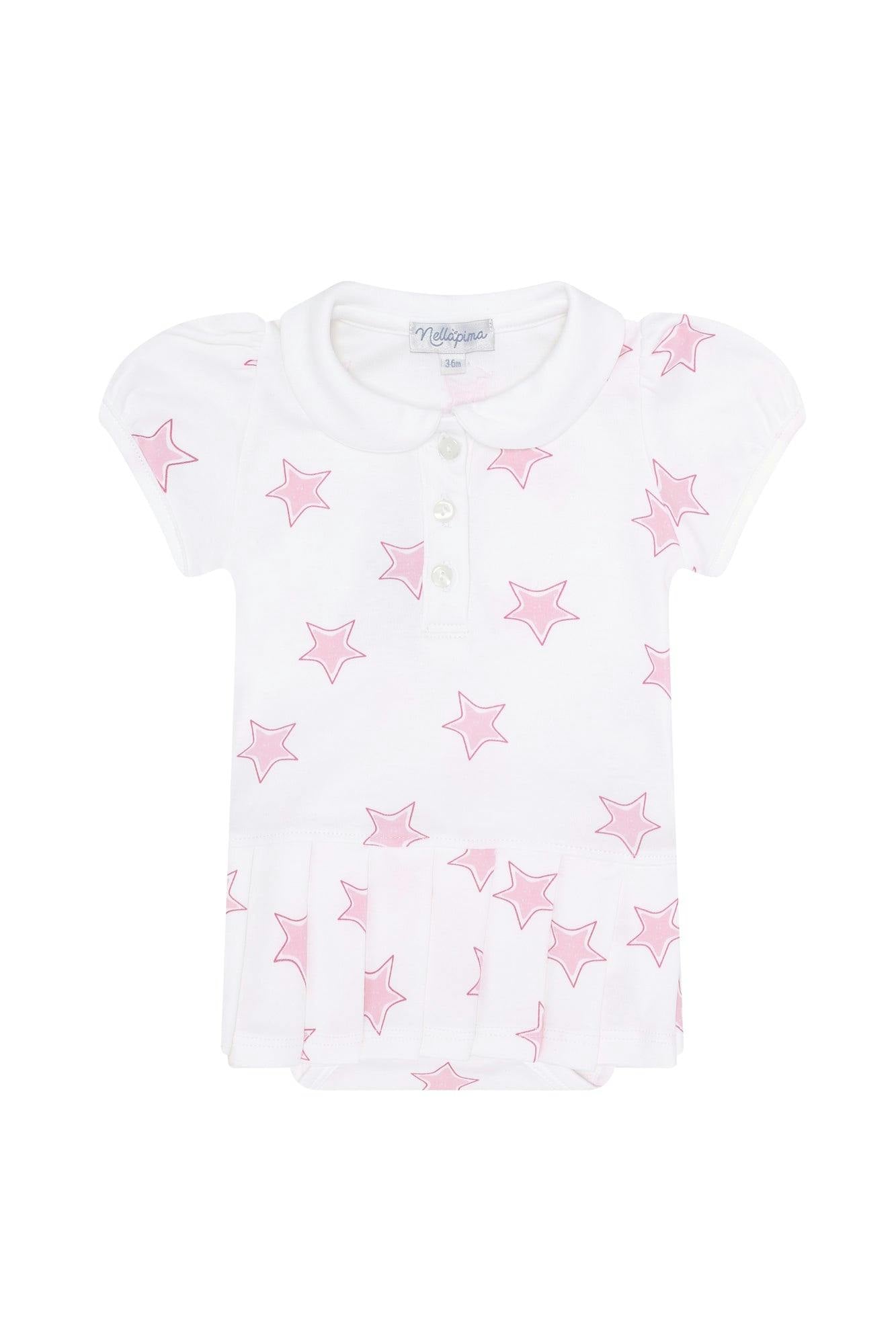 Pink Stars Print Onesie Dress