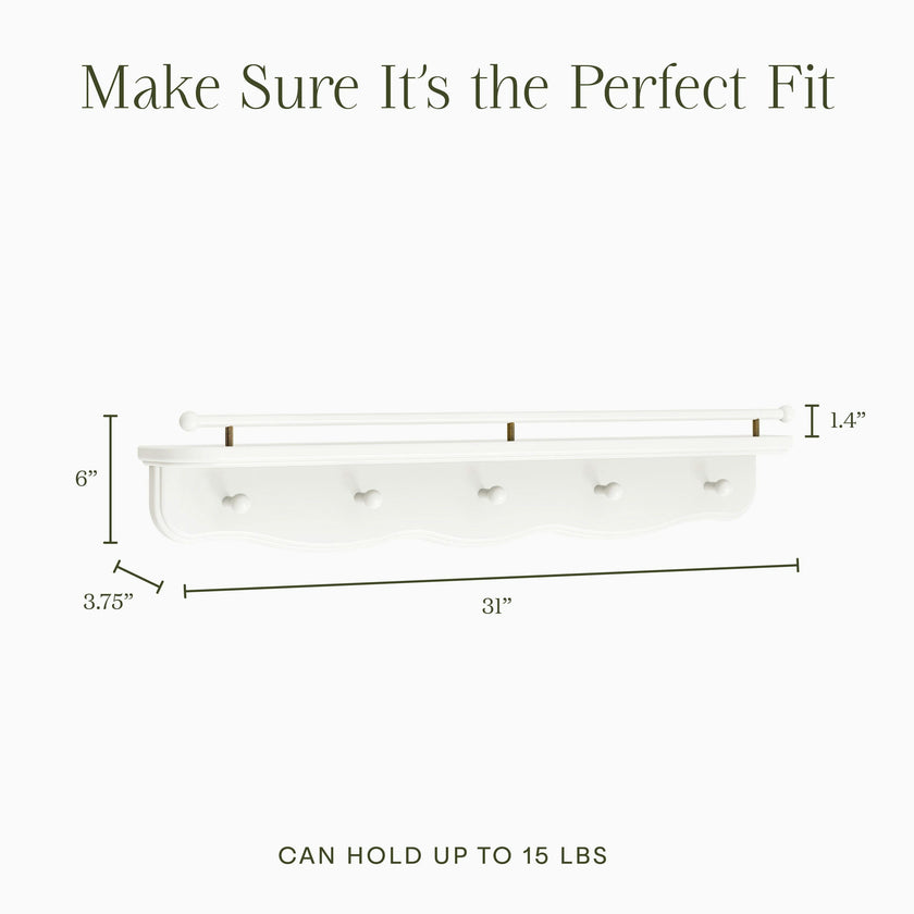Namesake Kids Liberty 31" Wall Shelf with Hooks