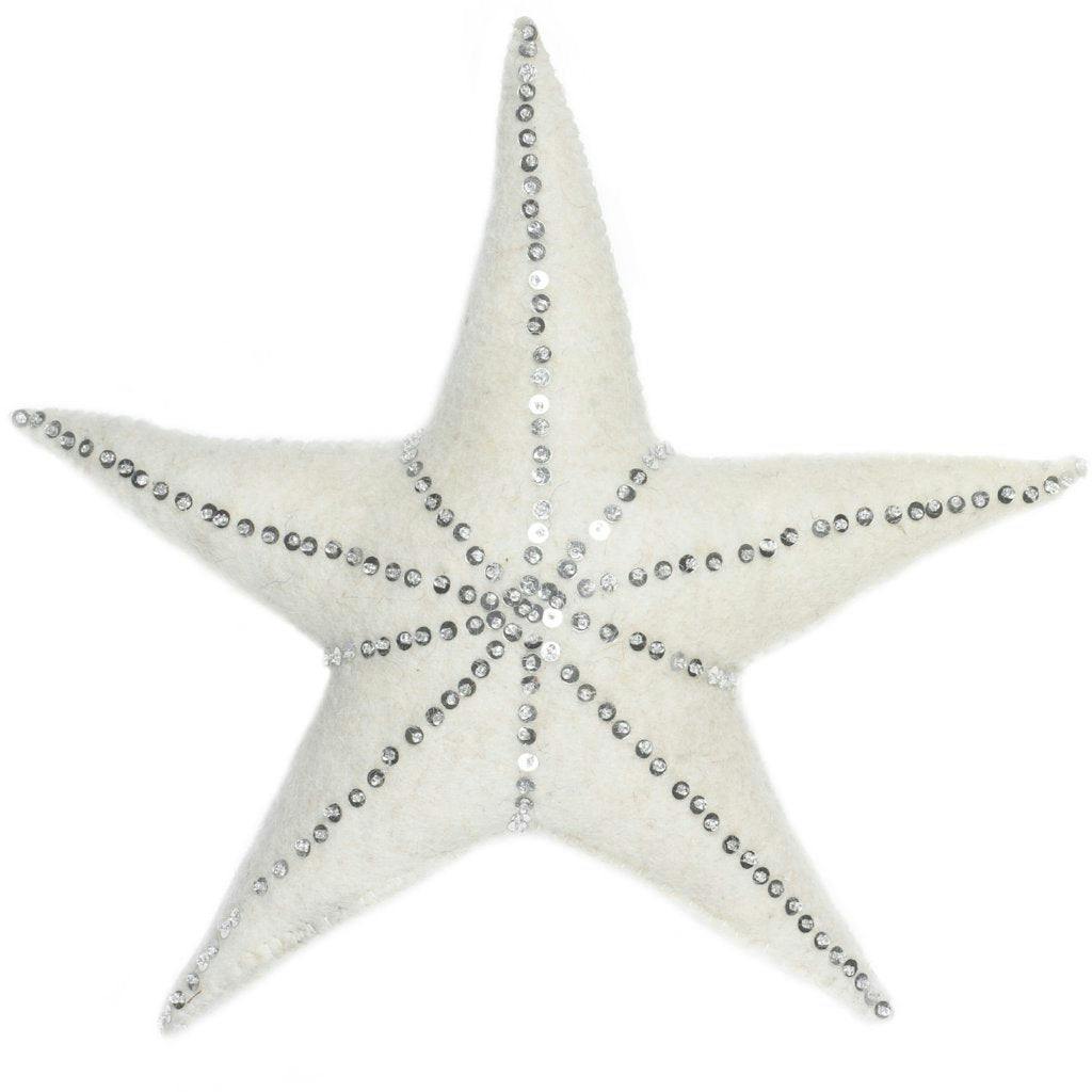 Handmade Hand Felted Wool Christmas Tree Topper - Silver Star Arcadia Home