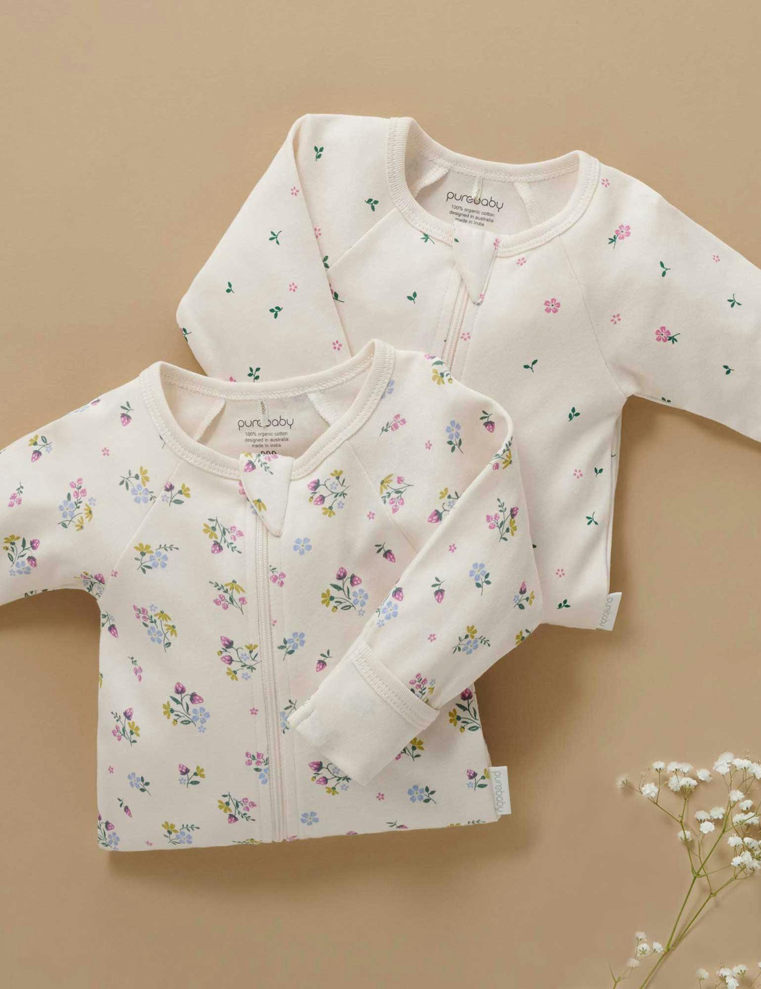 Printed Zip Growsuit Pack Cherry Blossom Print