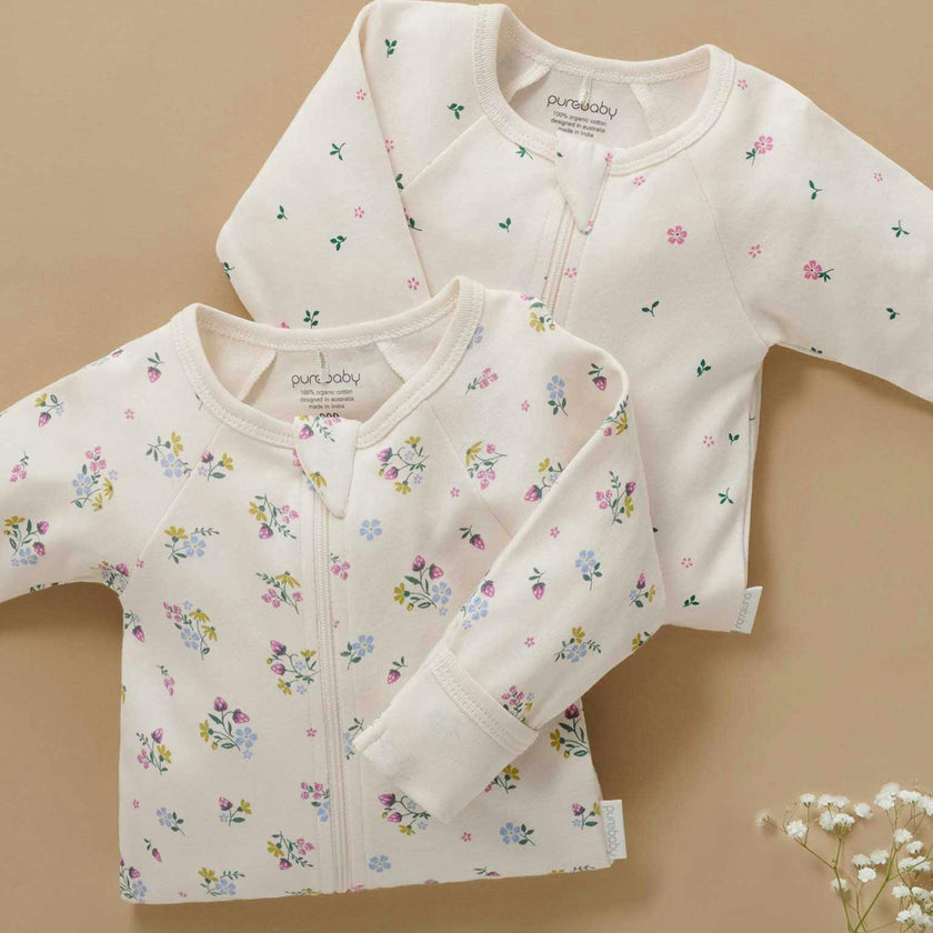 Printed Zip Growsuit Pack Cherry Blossom Print