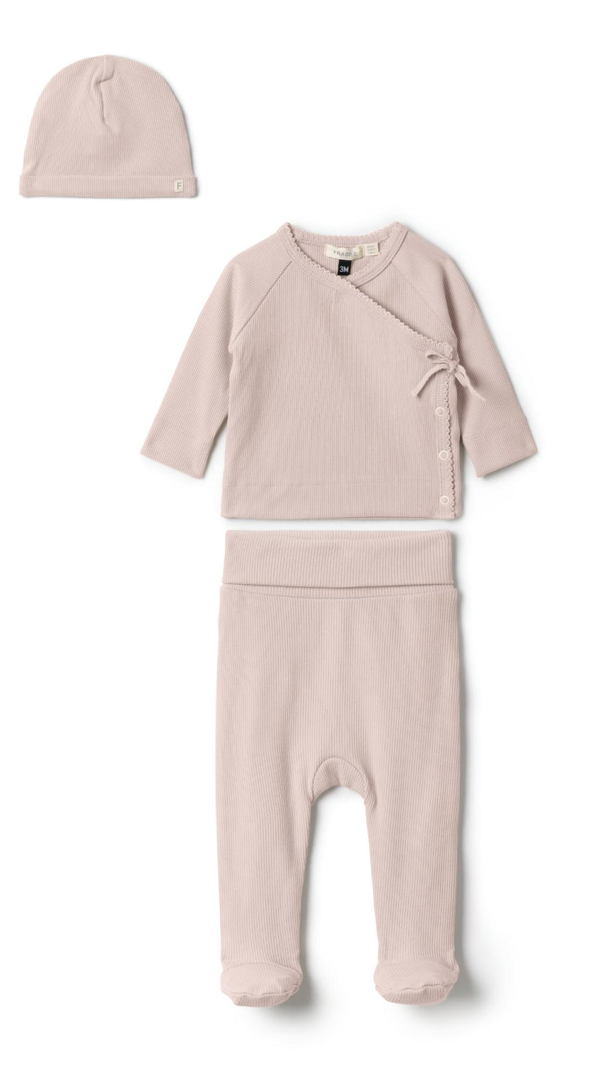 Ribbed Wrap Top, Leggings, and Hat Three Piece Set