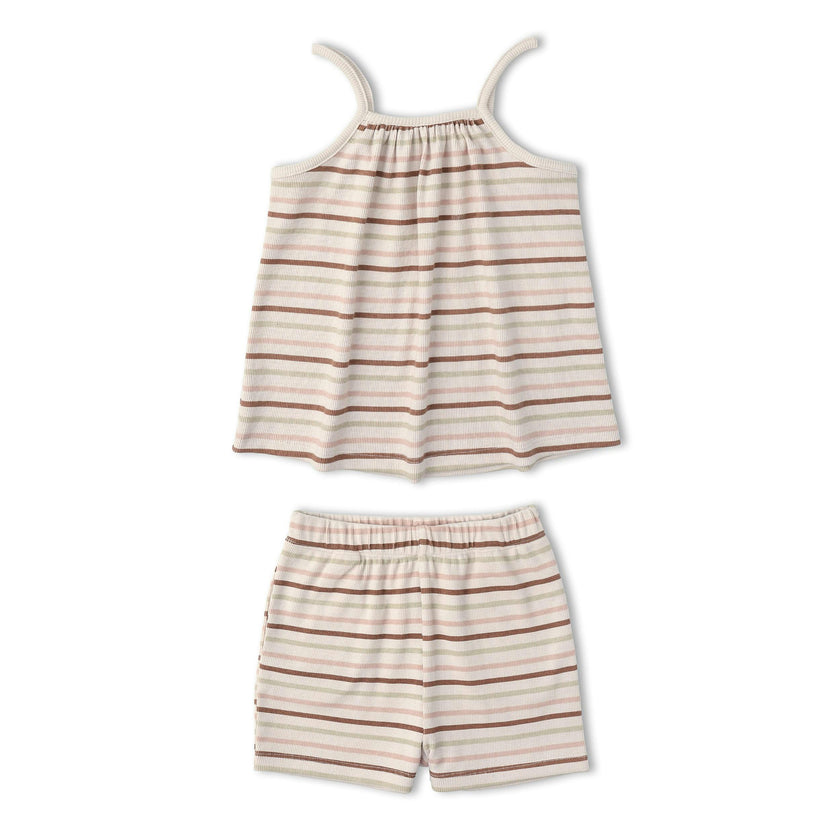 Organic Tank Top & Shorts Set - Terra Stripes