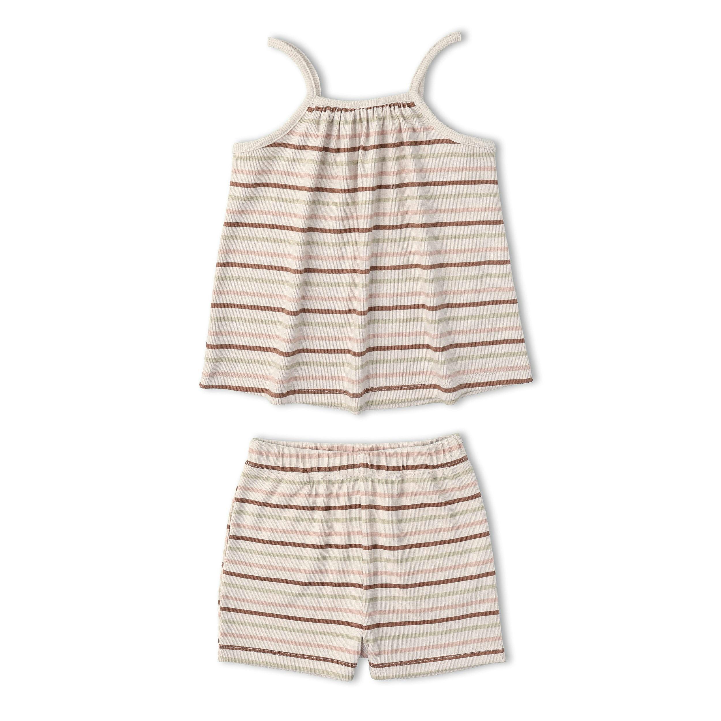 Organic Tank Top & Shorts Set - Terra Stripes