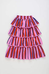 TROPIC RUFFLES STRIPES SKIRT PINK