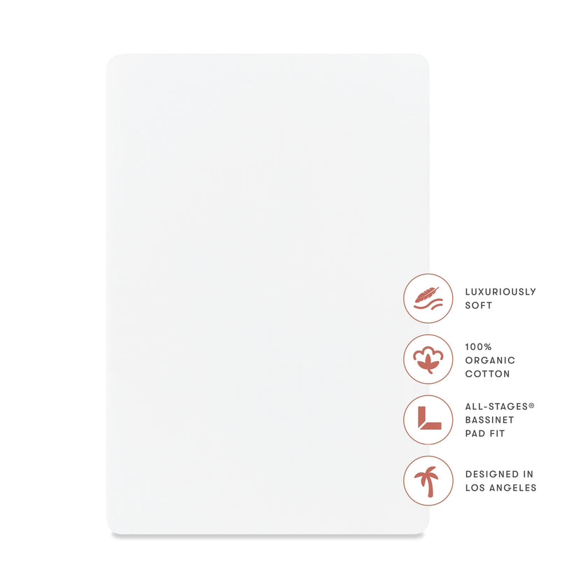 All-Stages Bassinet Sheet in GOTS Certified Organic Brushed Cotton in Bright White