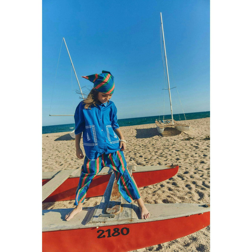 TROPIC STRIPED PANTS NAVY / RED