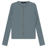 Thin Ribbed Crop Zipper Bomber
