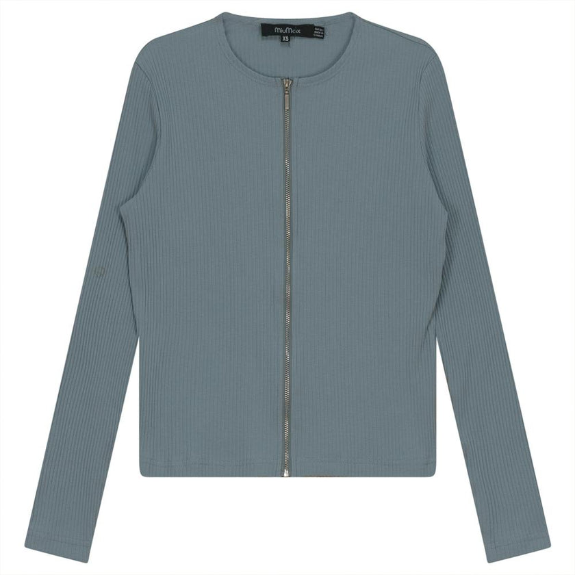 Thin Ribbed Crop Zipper Bomber