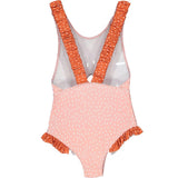 Dots Fluffy Back Strap One-Piece Swimsuit, Orange
