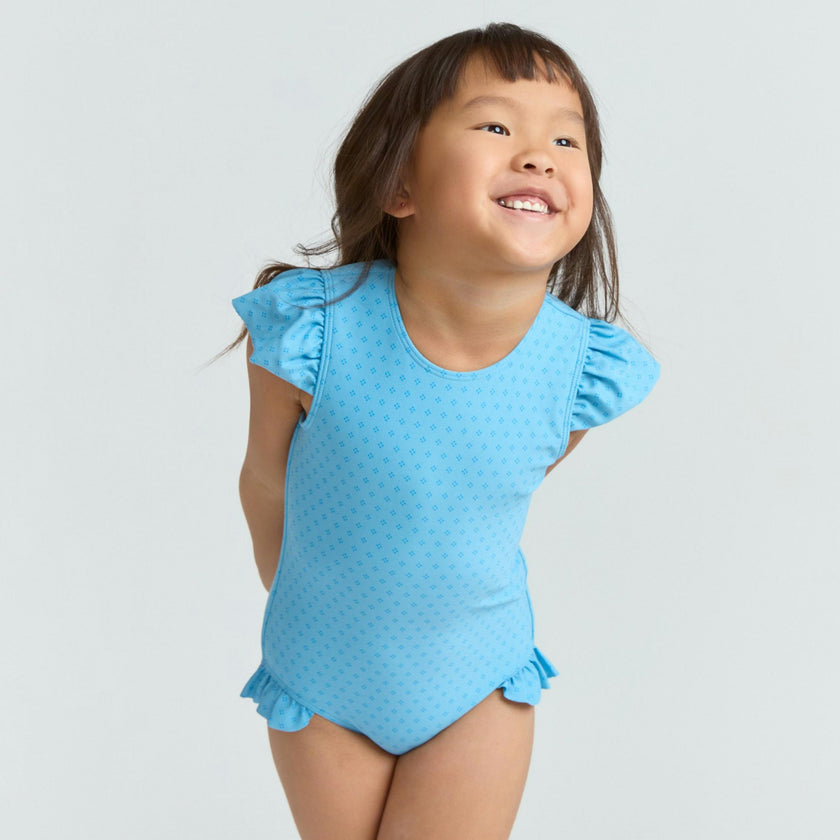 girls le marin dot ruffle cap sleeve one piece