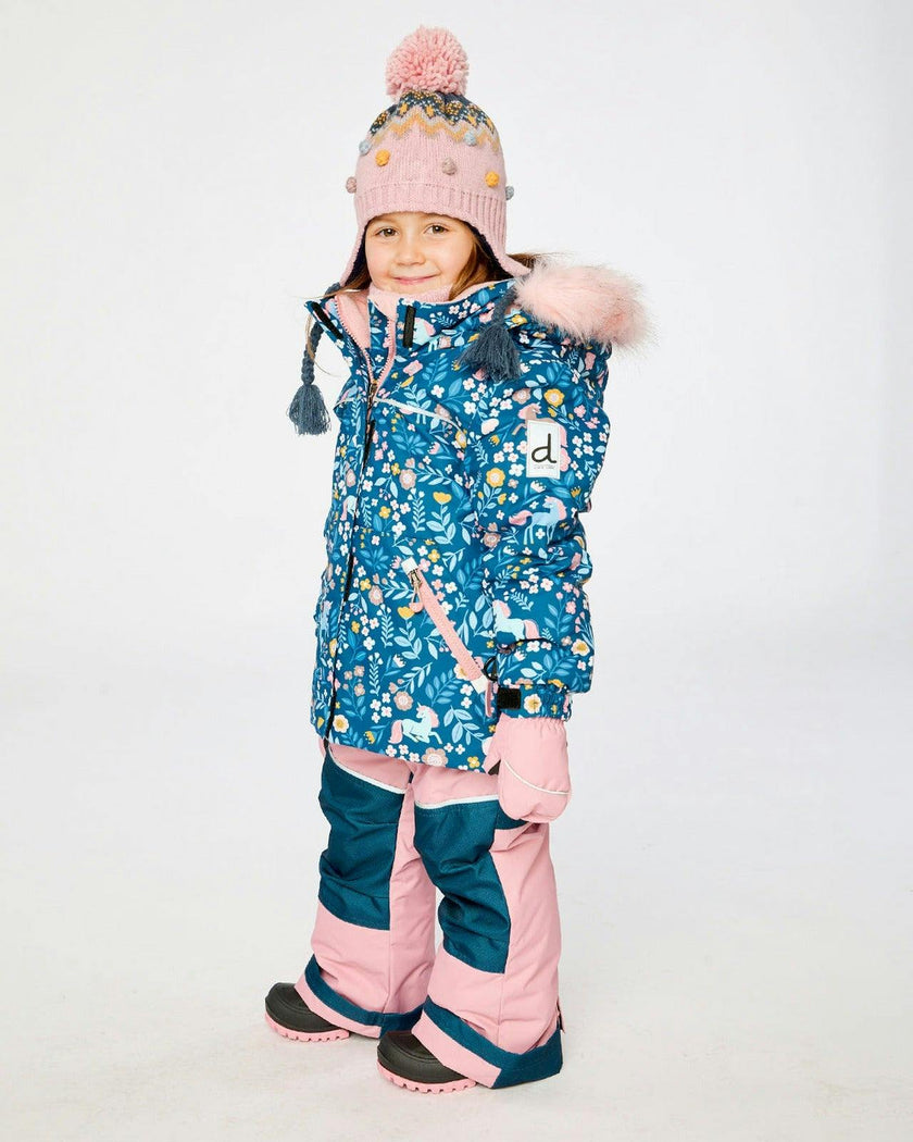 Two Piece Discover Snowsuit Blue And Pink Unicorn Print