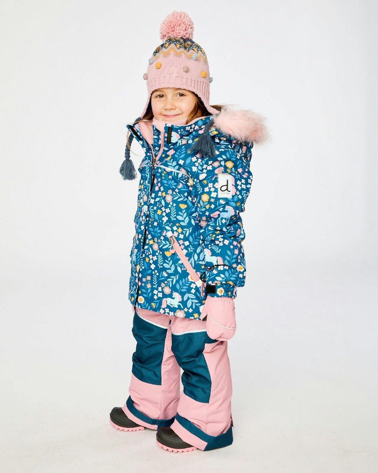 Two Piece Discover Snowsuit Blue And Pink Unicorn Print