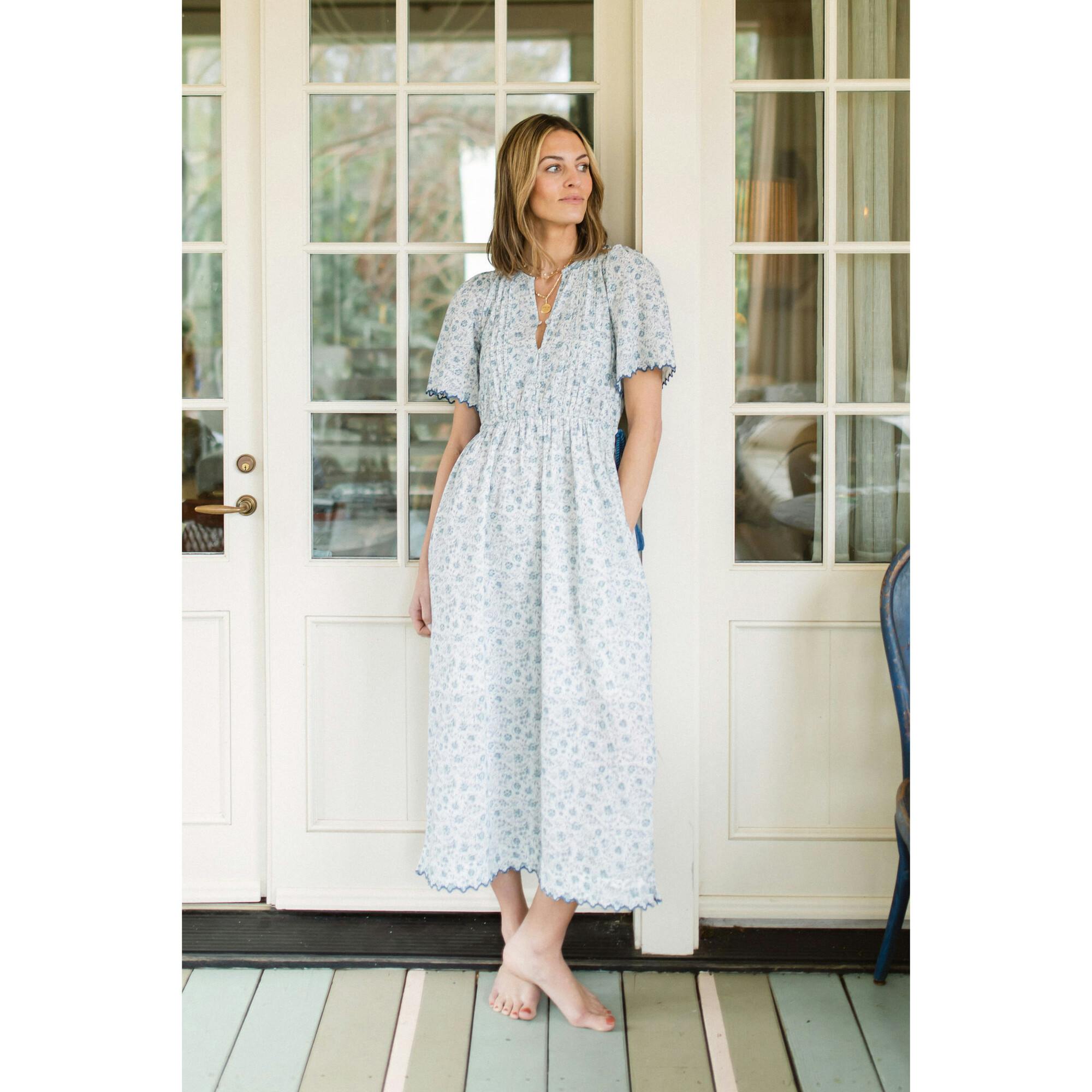 Lindsay Dress in Floral Blues