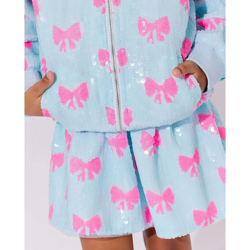 Pretty in Bows Sequin Bomber